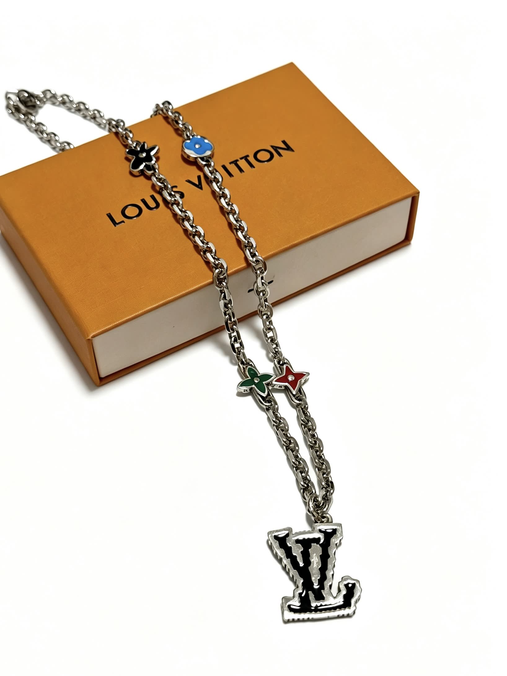 Louis Vuitton Silver Chain with Multicolored Charms